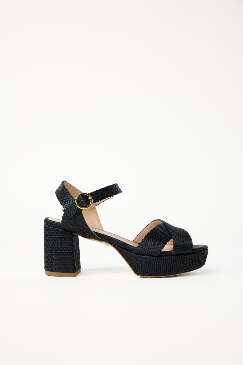 Deidre Raffia Platform - Black
