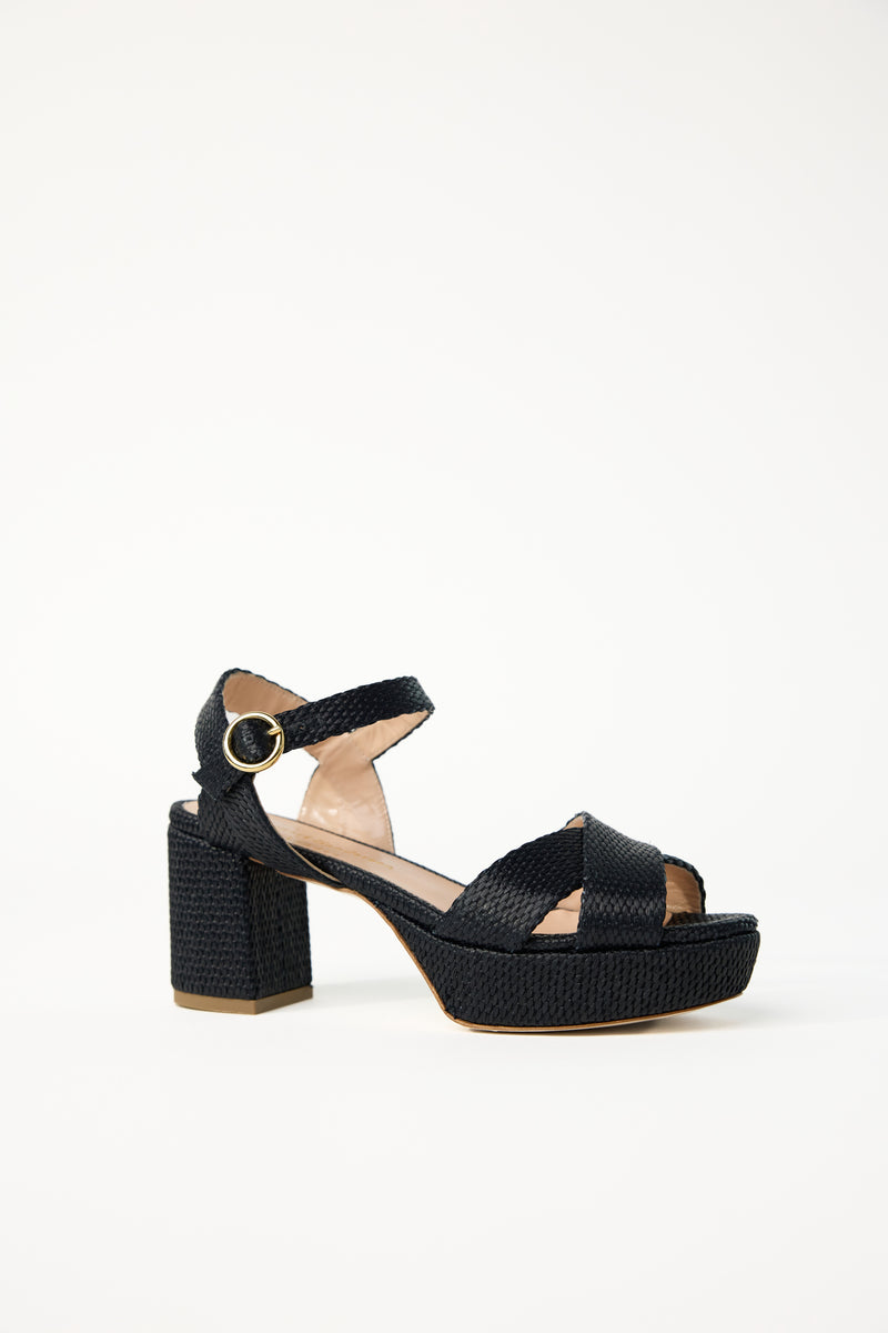 Deidre Raffia Platform - Black