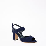 Manolo Blahnik Khiko Ankle Strap Slingback in Navy