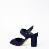 Manolo Blahnik Khiko Ankle Strap Slingback in Navy