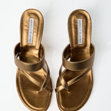 Manolo Blahnik Susa Mule Sandal in Bronze