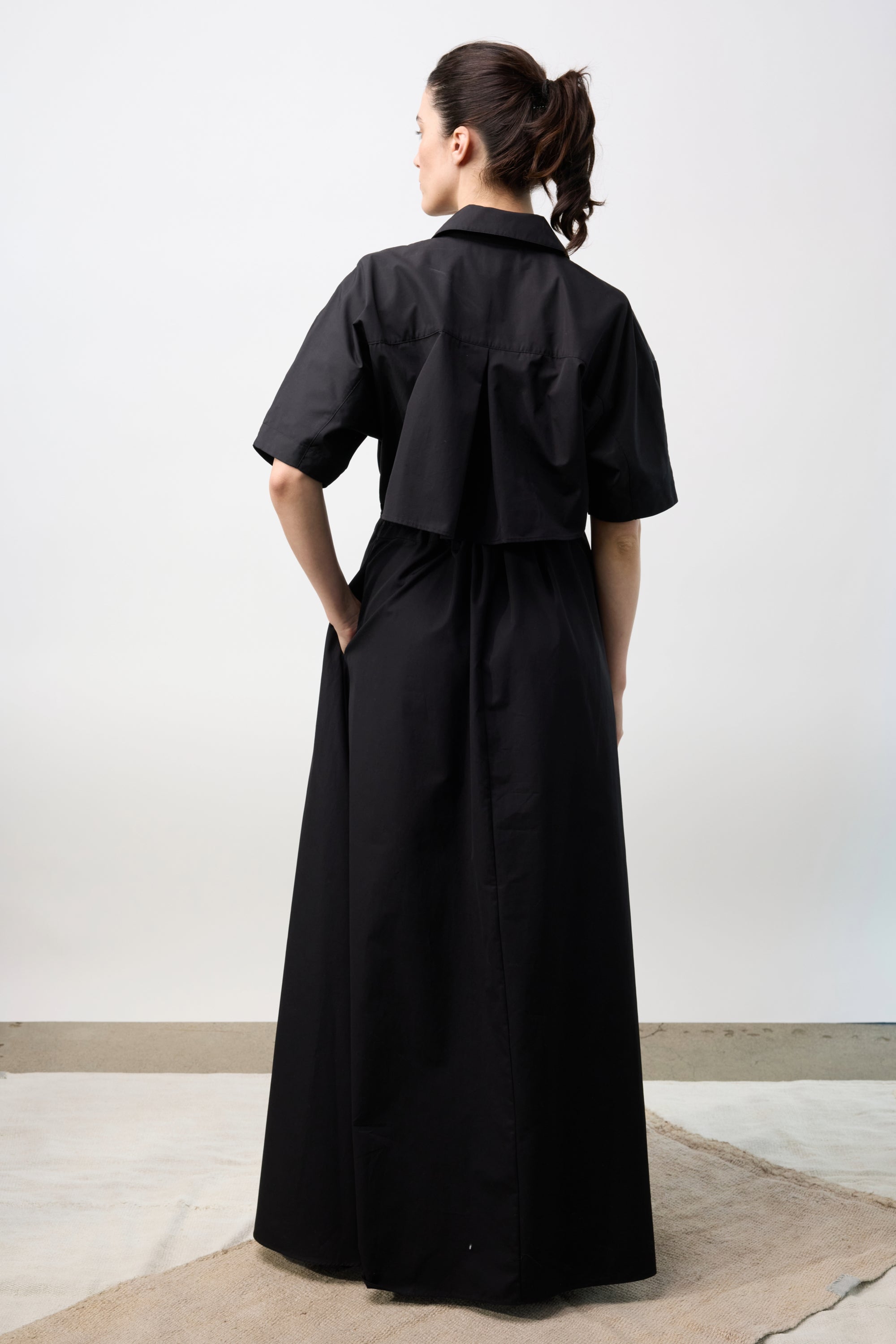 Poplin Long Dress - Black