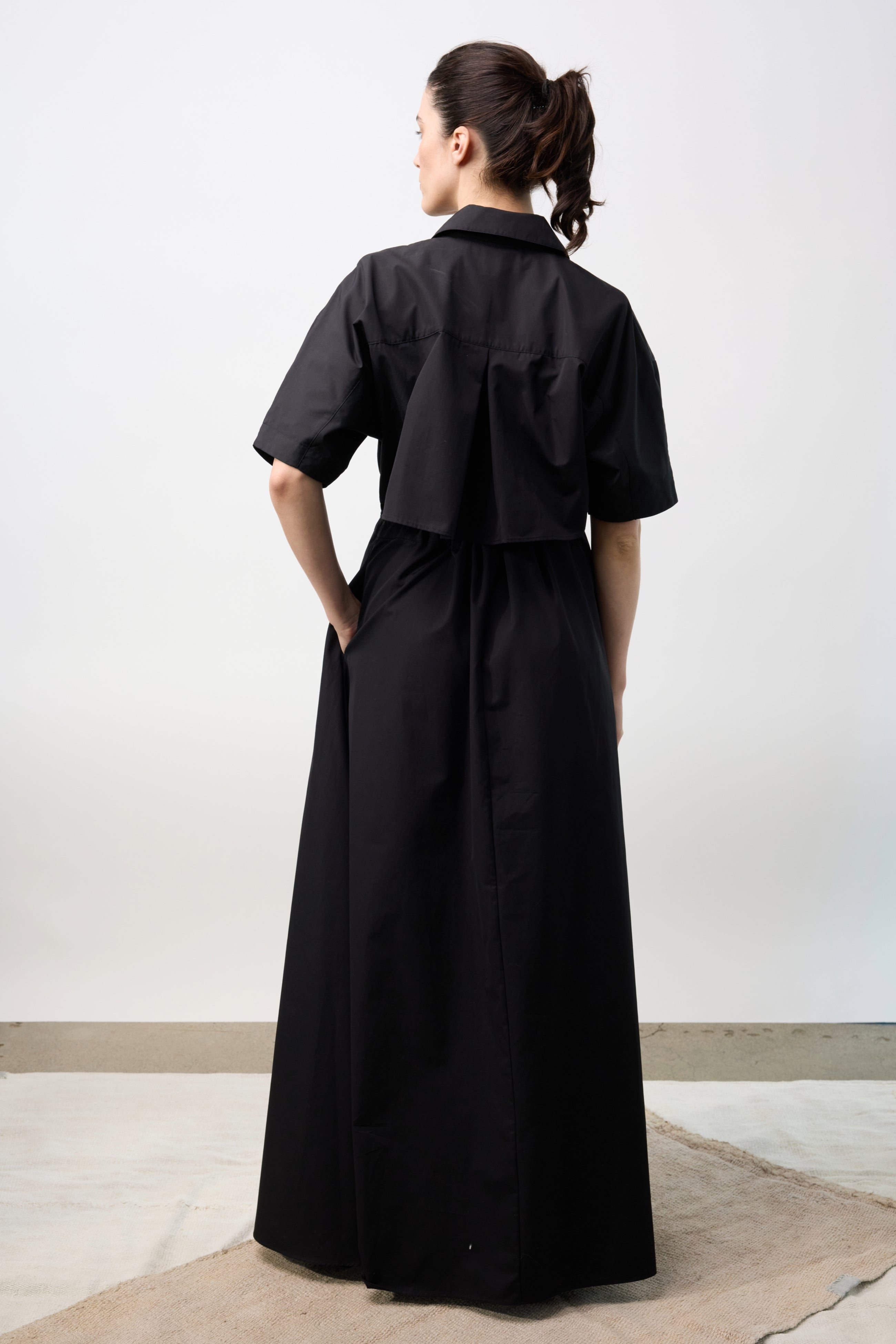 Poplin Long Dress - Black