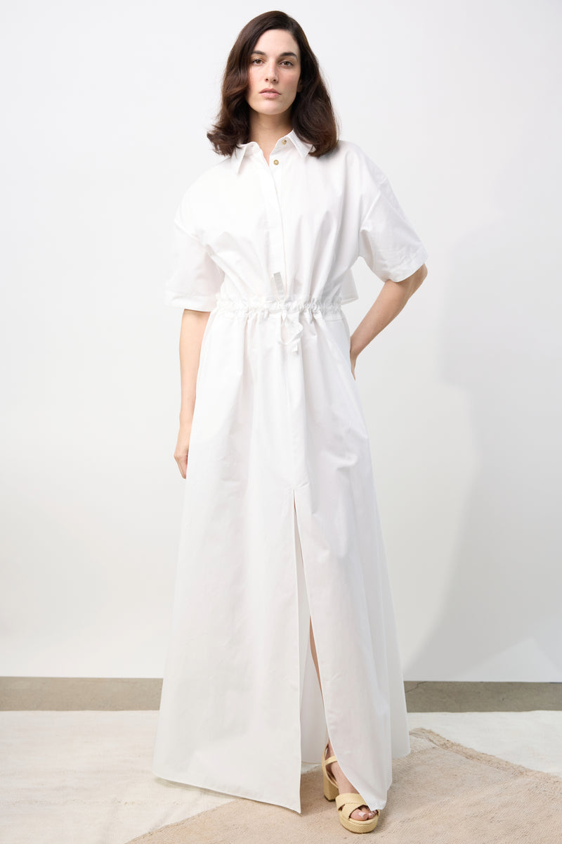 Poplin Long Dress - White