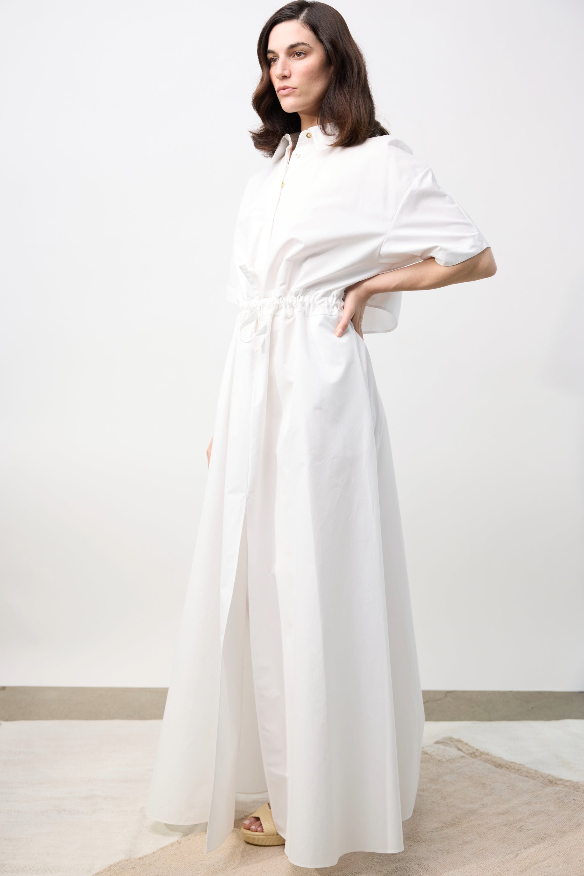 Poplin Long Dress - White
