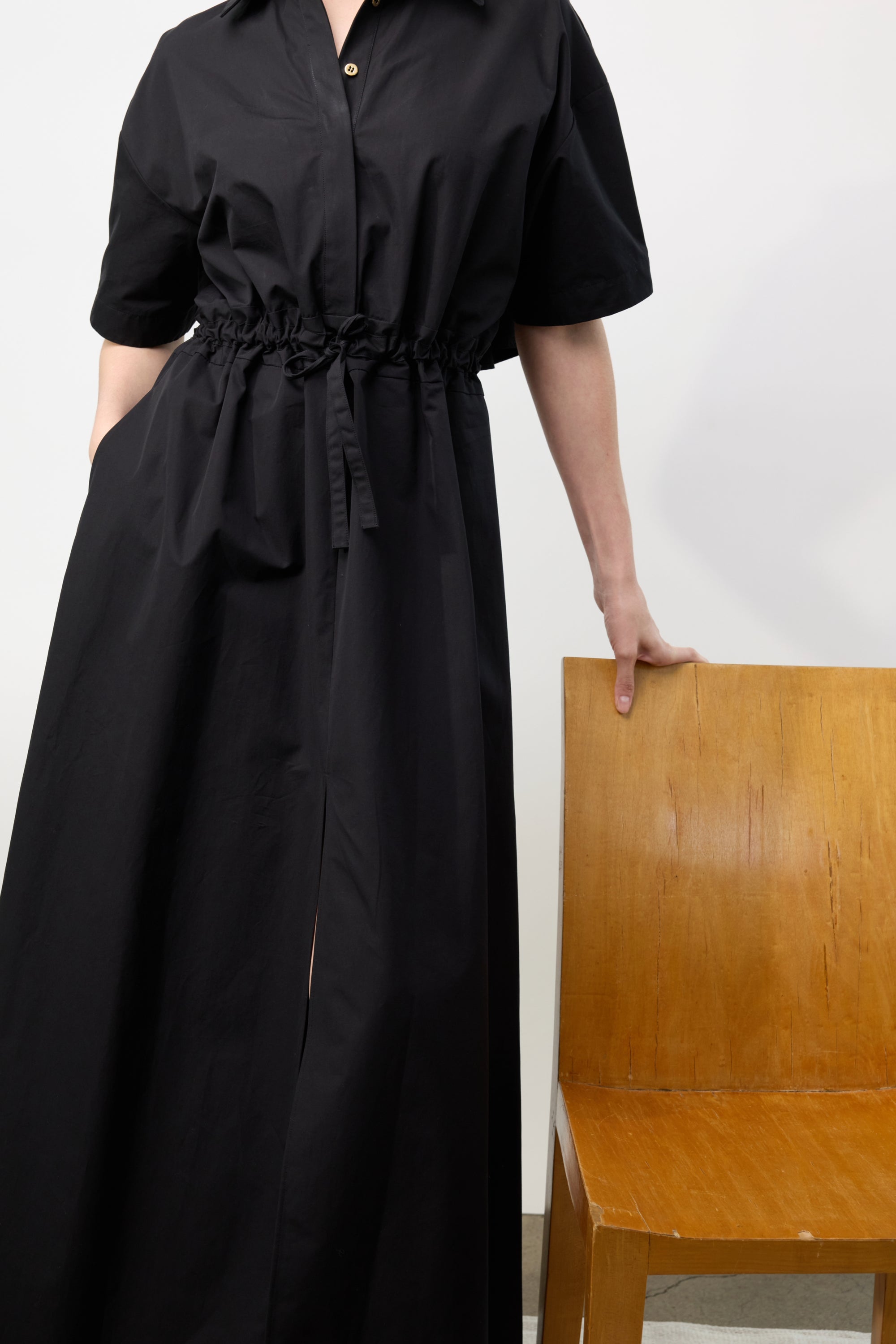 Poplin Long Dress - Black