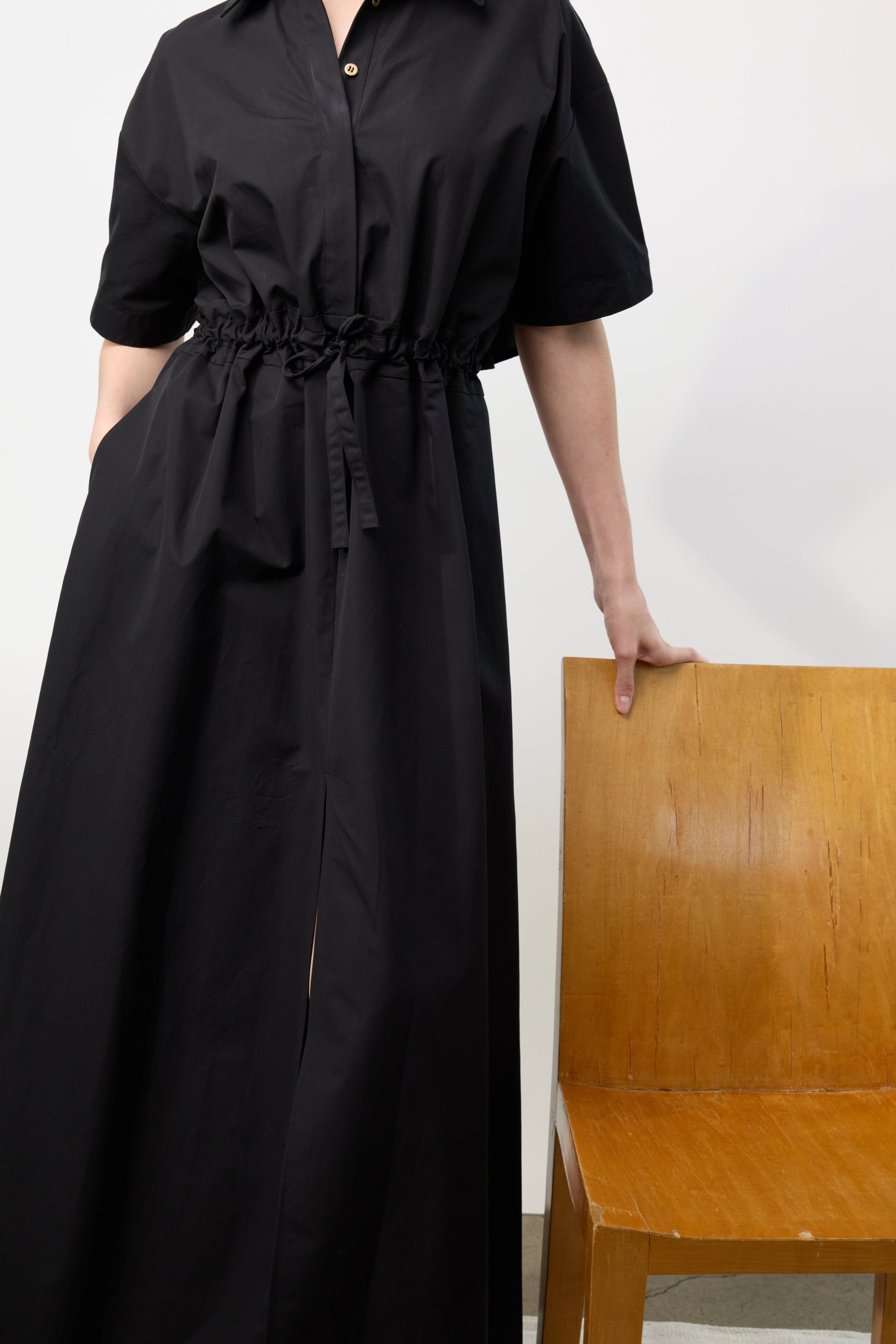 Poplin Long Dress - Black