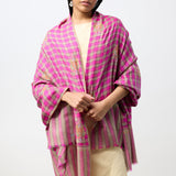 Yaser Shaw Embroidered Shawl - Pink/Green