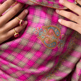 Yaser Shaw Embroidered Shawl - Pink/Green