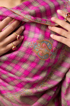 Embroidered Shawl - Pink/Green