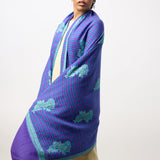 Yaser Shaw Embroidered Shawl - Blue/Purple Stripes