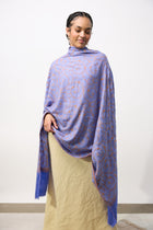 Embroidered Shawl - Purple Spirals
