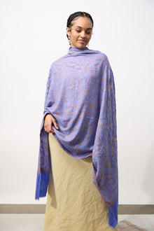 Embroidered Shawl - Purple Spirals