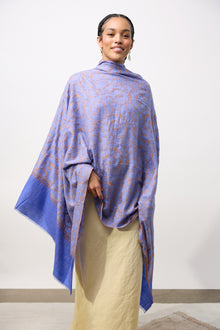 Embroidered Shawl - Purple Spirals
