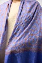 Embroidered Shawl - Purple Spirals