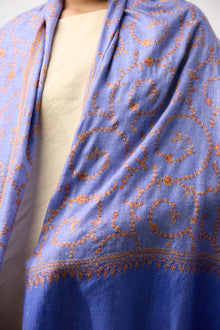 Embroidered Shawl - Purple Spirals
