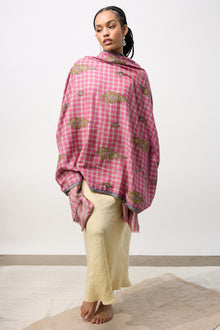 Embroidered Shawl - Pink/Floral