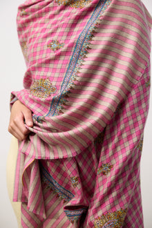 Embroidered Shawl - Pink/Floral