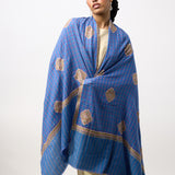 Yaser Shaw Embroidered Shawl - Blue/Purple