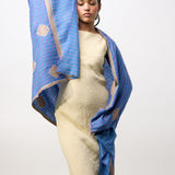 Yaser Shaw Embroidered Shawl - Blue/Purple