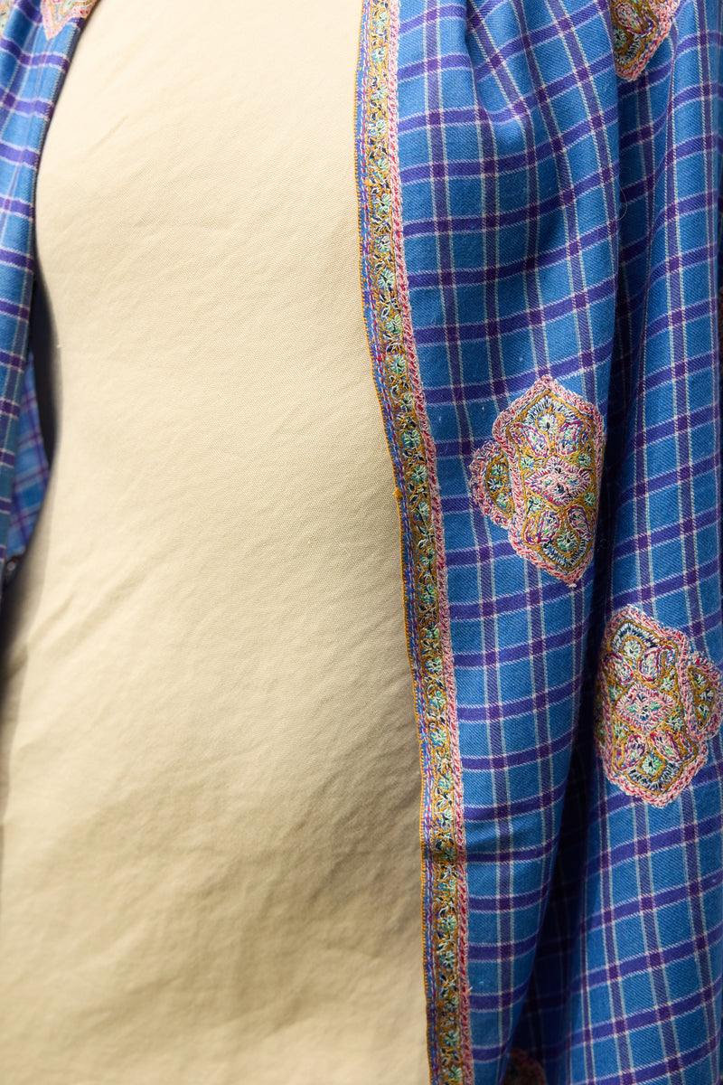 Embroidered Shawl - Blue/Purple