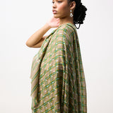 Yaser Shaw Embroidered Shawl - Taupe/Green