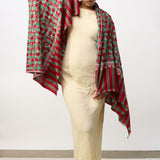 Yaser Shaw Embroidered Shawl - Red/Green Spirals