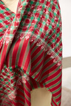 Embroidered Shawl - Red/Green Spirals