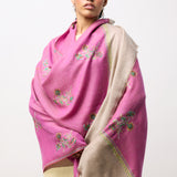 Yaser Shaw Embroidered Shawl - Magenta Floral