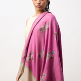 Yaser Shaw Embroidered Shawl - Magenta Floral