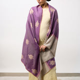 Yaser Shaw Embroidered Shawl - Purple Floral