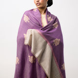 Yaser Shaw Embroidered Shawl - Purple Floral