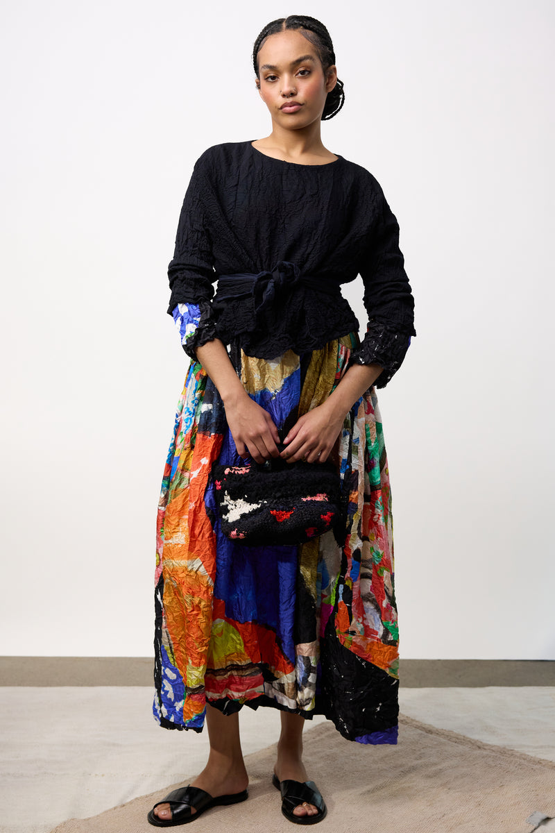 Gelso Arricciato Lavato Dress - Navy/Rosa