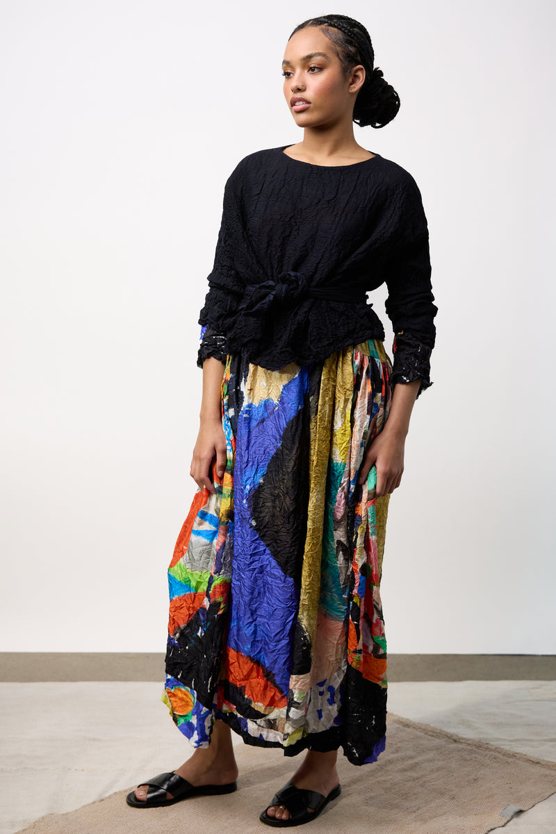Gelso Arricciato Lavato Dress - Navy/Rosa