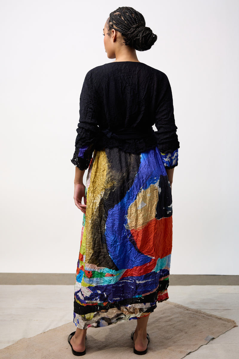 Gelso Arricciato Lavato Dress - Navy/Rosa