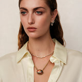 Ileana Makri Large Oval Rivulet White Diamond Hoops