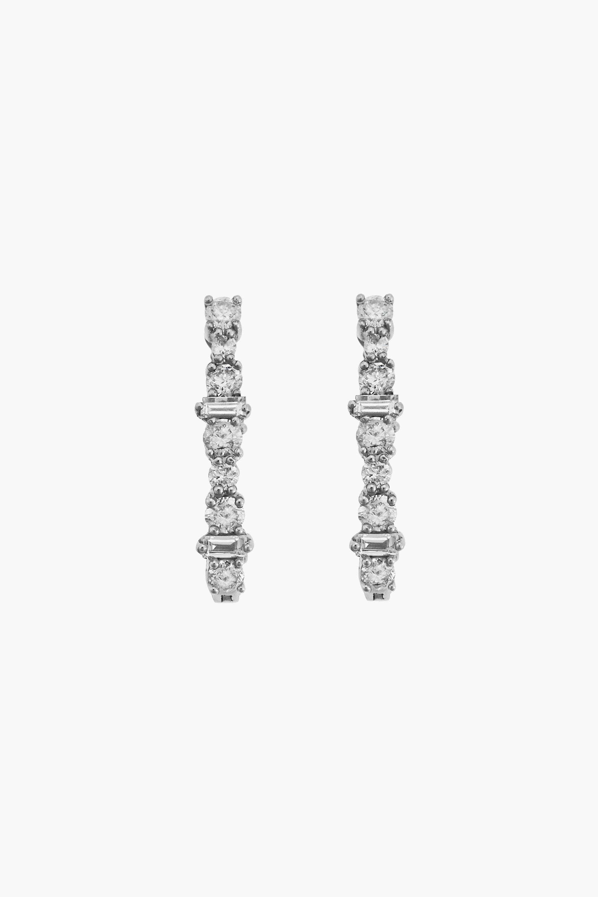 18K White Gold Diamond Rivulet Spread Inside Out Oval Hoops