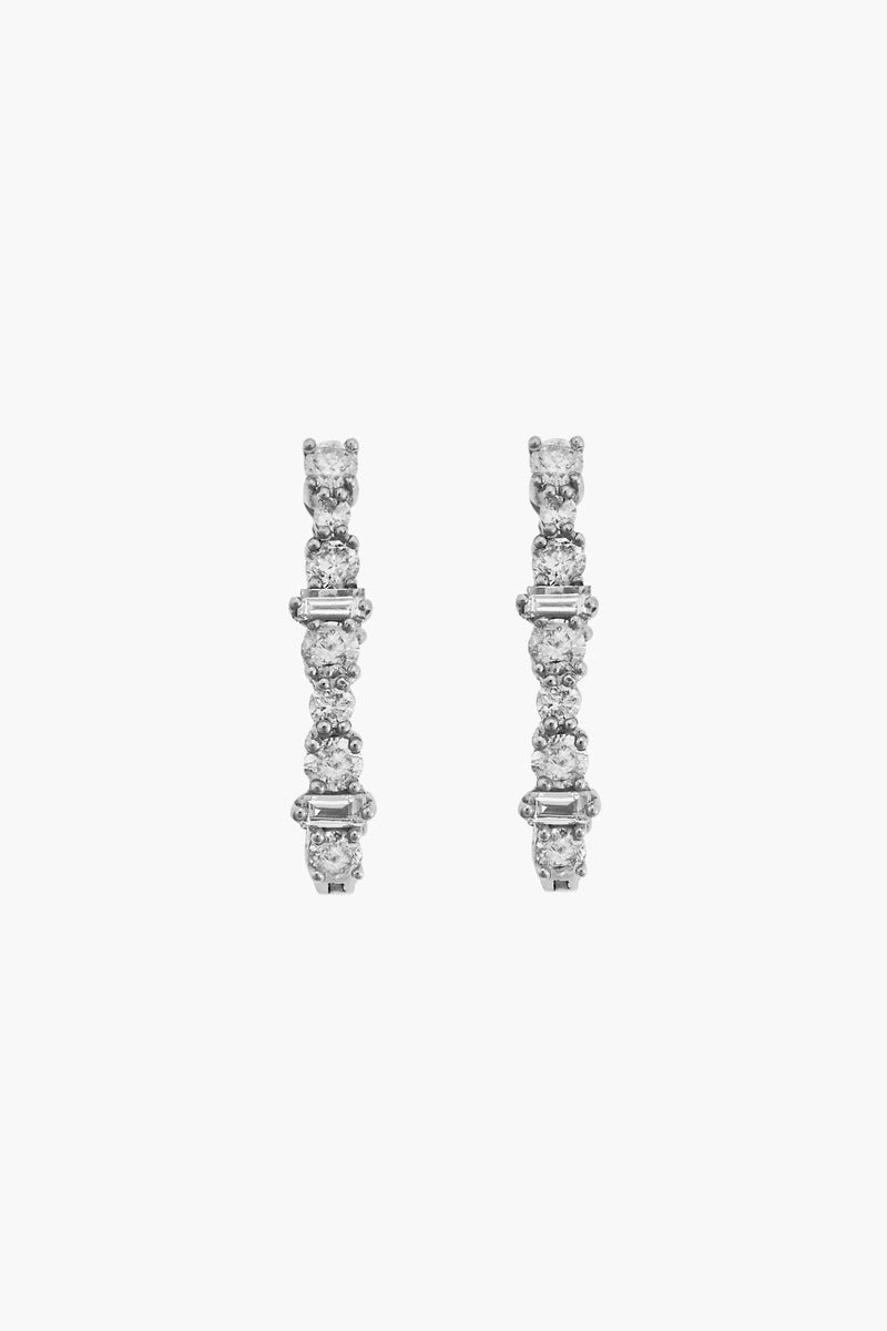 18K White Gold Diamond Rivulet Spread Inside Out Oval Hoops