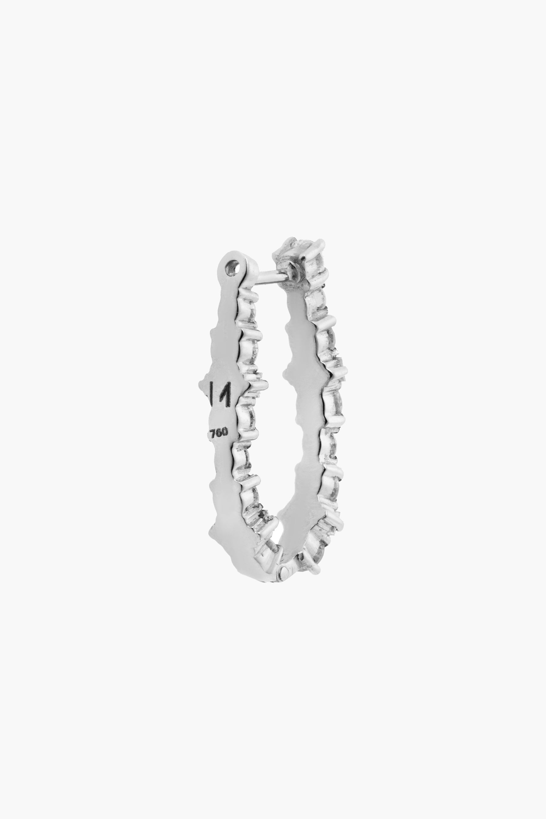 18K White Gold Diamond Rivulet Spread Inside Out Oval Hoops