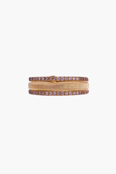 18K Rose Gold Triple Band Ring with Diamonds