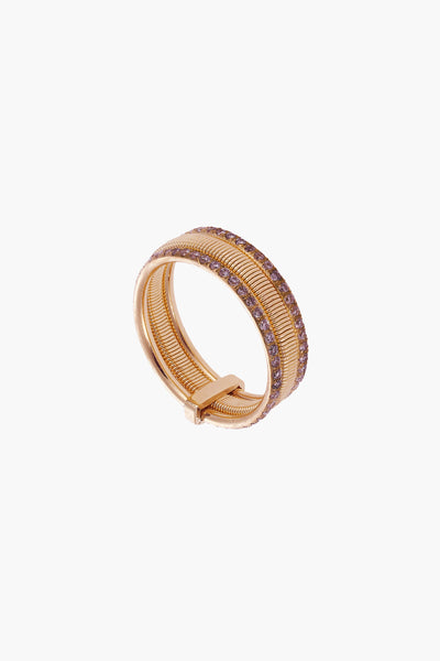 18K Rose Gold Triple Band Ring with Diamonds