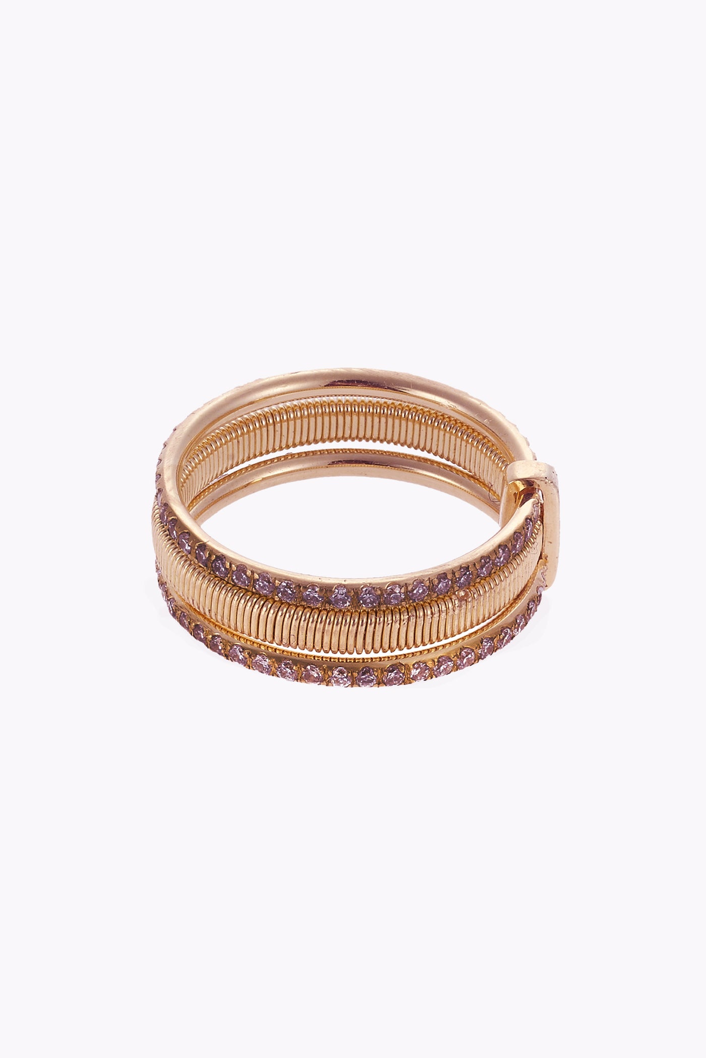 18K Rose Gold Triple Band Ring with Diamonds