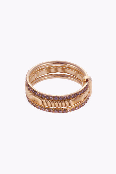 18K Rose Gold Triple Band Ring with Diamonds