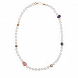 Ileana Makri White Agate Stripe Beaded Necklace (45cm)