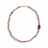 Ileana Makri Brown Agate Stripe Beaded Necklace (40cm)