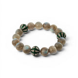 Ileana Makri Labradorite Beaded Bracelet with Green Enamel & Grey Diamonds