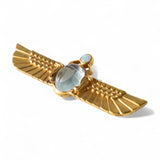 Darlene de Sedle Large Winged Scarab with Carved Aqua & Opal 4mm