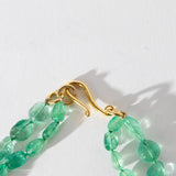 2 Strand Gem Tumbled Emerald Necklace with Coin and Rice Nuggets