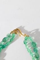 2 Strand Gem Tumbled Emerald Necklace with Coin and Rice Nuggets
