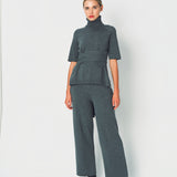 Lanvin Draped Open Back Top in Wool and Cashmere